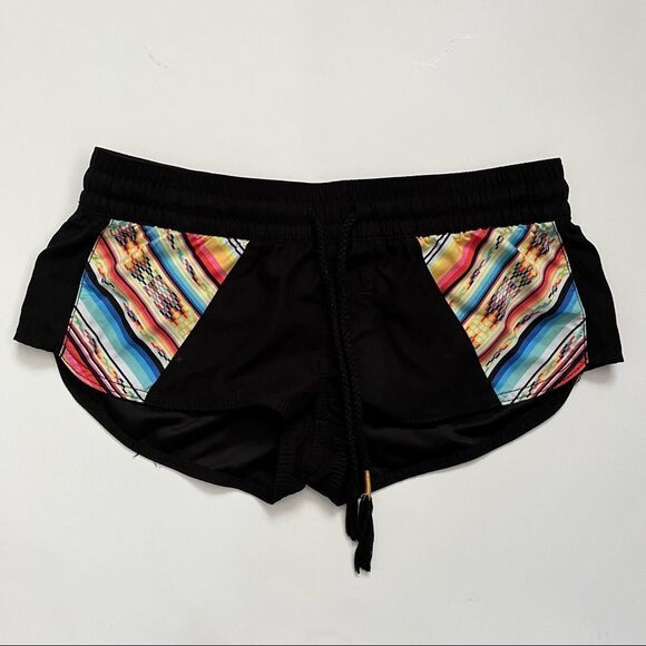 Rip Curl Swim Shorts Black Size M Drawstring Elastic Waist Resortwear Summer - Picture 1 of 9